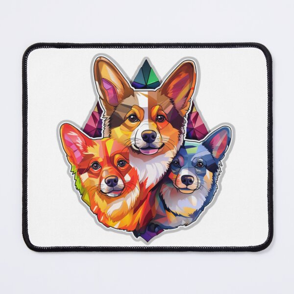 Item preview, Kaleidoscope Mural of Colourful and Charming Corgi Puppies designed and sold by CatDogBin.