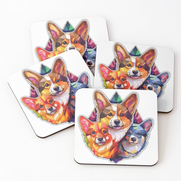 Item preview, Kaleidoscope Mural of Colourful and Charming Corgi Puppies designed and sold by CatDogBin.