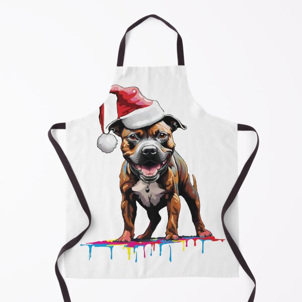 Item preview, Staffordshire Bull Terrier in a Christmas Santa Vector Art designed and sold by Ameiva-Apparel.