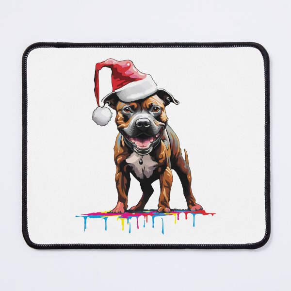 Item preview, Staffordshire Bull Terrier in a Christmas Santa Vector Art designed and sold by Ameiva-Apparel.