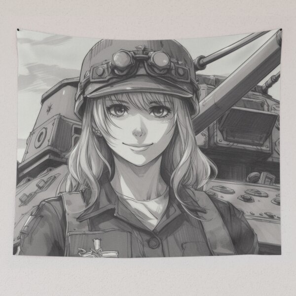 Item preview, Gitl and Tank , Panzer Manga a cute japan comic book girl on the background of a tank designed and sold by AndrewWorld.
