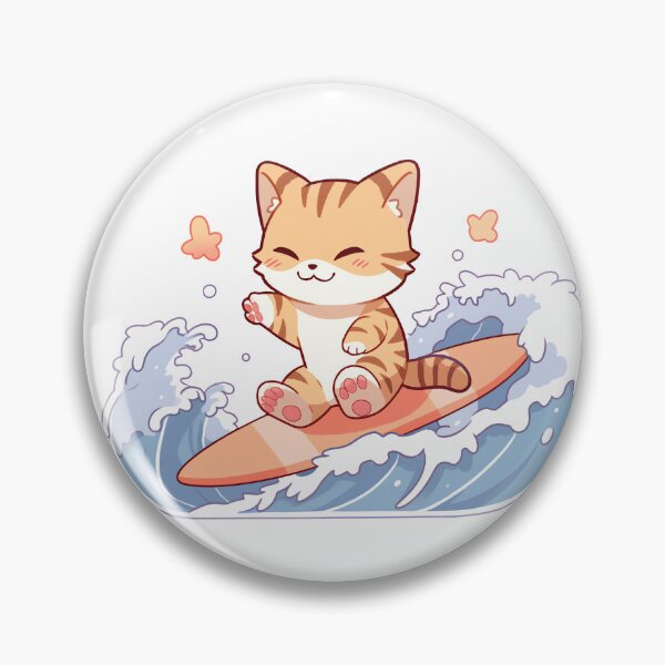 Item preview, Cute Kawaii Cat Summer Surfing designed and sold by CozyKawaiiArt.