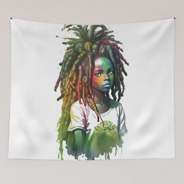 Item preview, Rasta Girl with Dreadlocks Watercolor design designed and sold by EddieBalevo.
