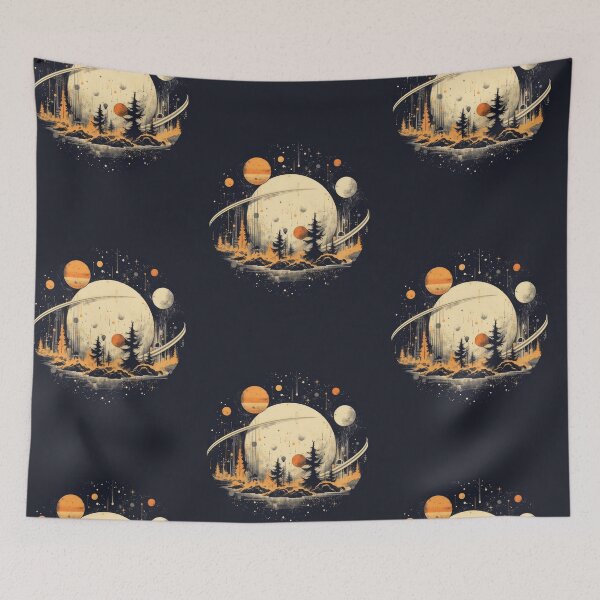 Item preview, Celestial Symphony - Planets and Moons Space Art designed and sold by PaperCrazed.