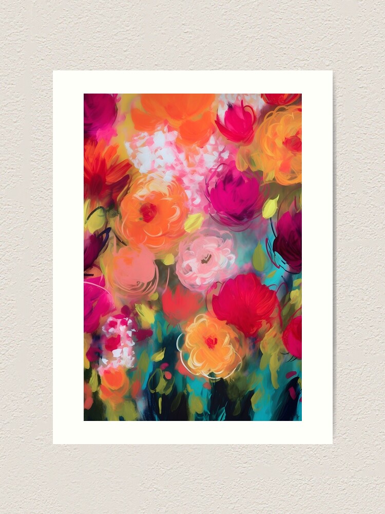 Flower bouquet art abstract Small painting Contemporary art Yellow pink art Apartment decor Small original art ElenasArtStudio store