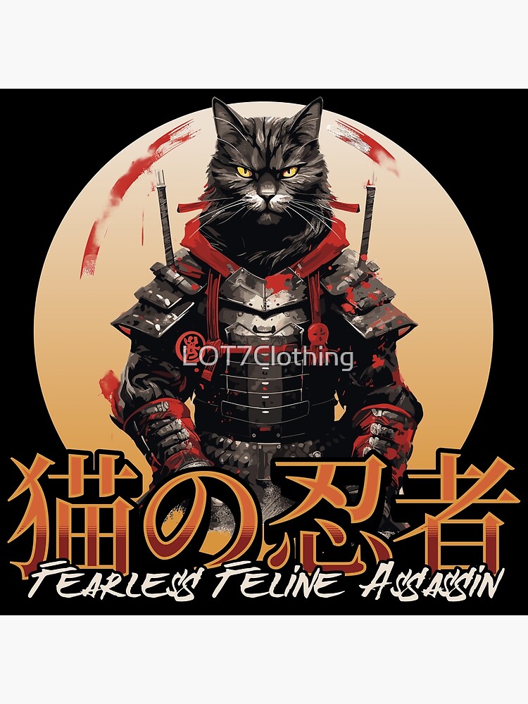 Black Cat Japanese Assassin Ninja - Armored Samurai Feline