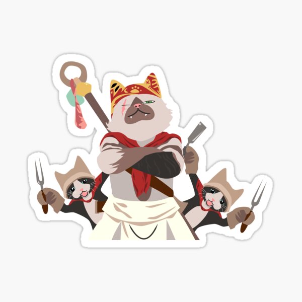 Meowscular Chef and his crew Sticker
