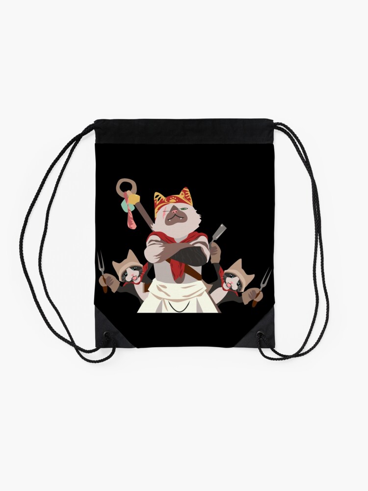 Alternate view of Meowscular Chef and his crew Drawstring Bag