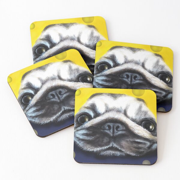 Item preview, Happy Pug dog acrylic painting designed and sold by Funsize-Art.
