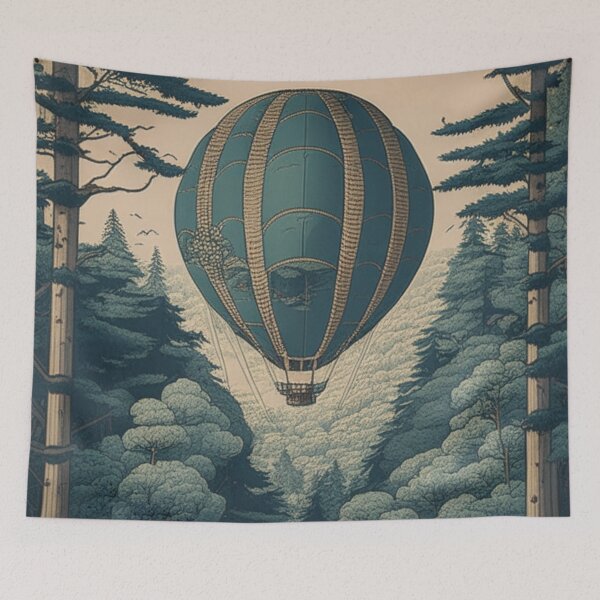Item preview, Hot Air Balloon Over the Forest Floating World Nature designed and sold by XamiDesign.