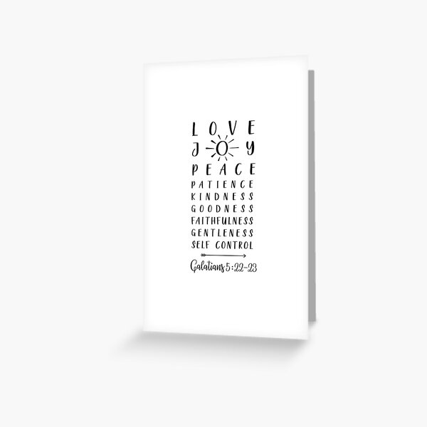 Love, Joy, Peace, Patience, Bible Print, Galatians 5 22 Greeting Card