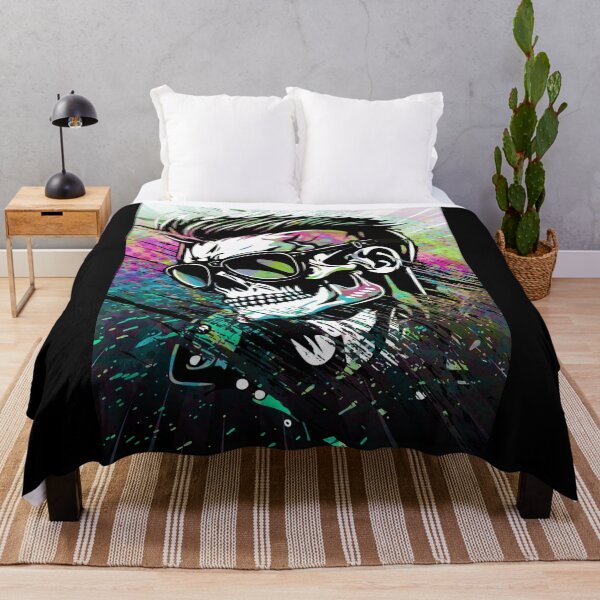 Item preview, Psychedelic Skull and Shades Abstract Illustration Portrait designed and sold by VibesAndVision.