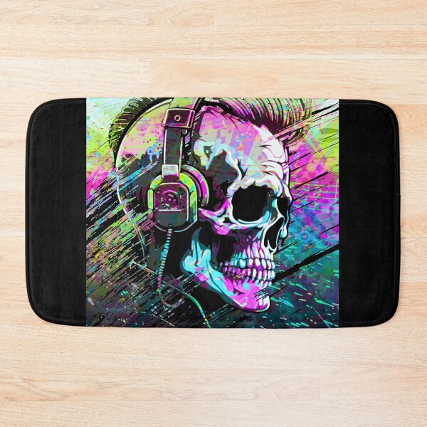 Item preview, Psychedelic Skull and Headphones Abstract Illustration Portrait designed and sold by VibesAndVision.