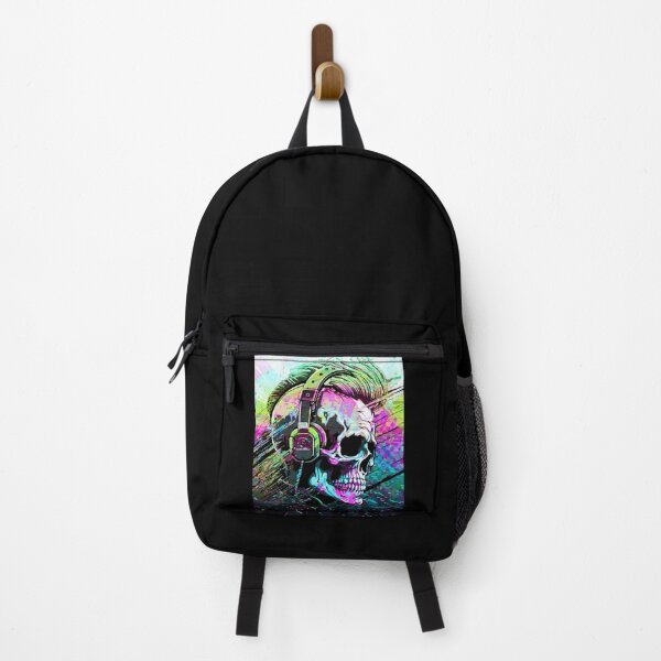 Item preview, Psychedelic Skull and Headphones Abstract Illustration Portrait designed and sold by VibesAndVision.