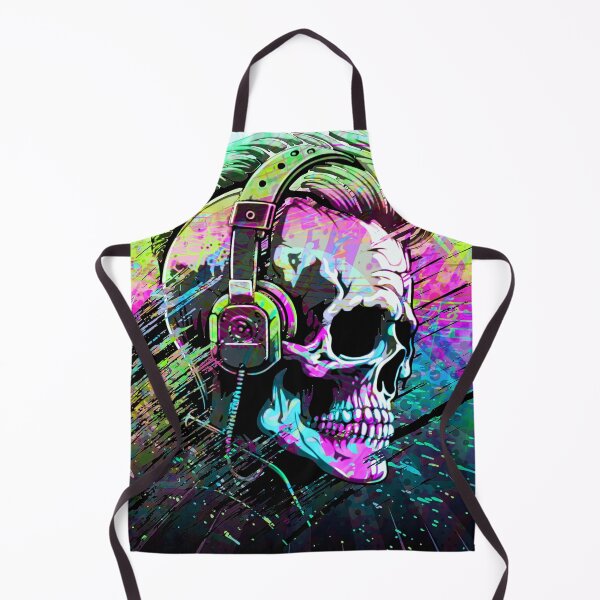 Item preview, Psychedelic Skull and Headphones Abstract Illustration Portrait designed and sold by VibesAndVision.