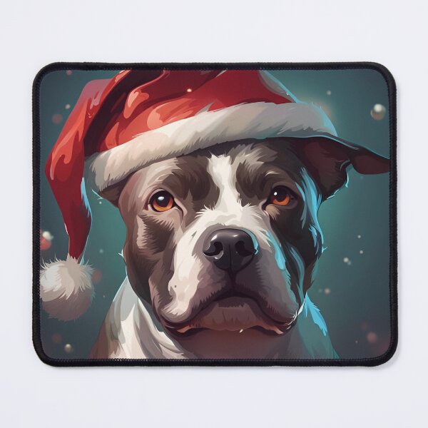 Item preview, Staffordshire Bull Terrier in a Christmas Santa Portrait Art designed and sold by Ameiva-Apparel.