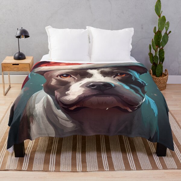 Item preview, Staffordshire Bull Terrier in a Christmas Santa Portrait Art designed and sold by Ameiva-Apparel.