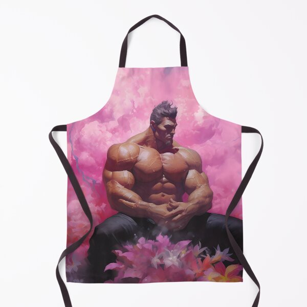 Item preview, Muscular Shirtless Man Sitting and Clasping His Hands Among Pink Cotton Clouds designed and sold by SingularityGeek.