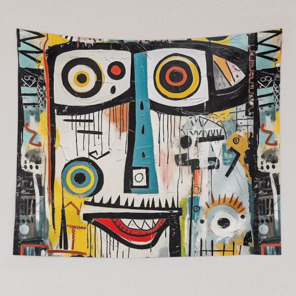 Item preview, No Meaning in the Happiness of a Surrealistic Face on a White Wall designed and sold by SingularityGeek.