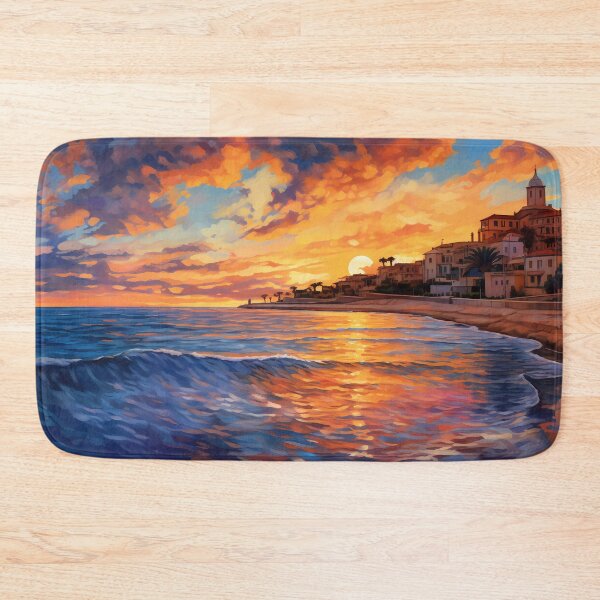Item preview, Oil Painting of a Coastal City in the Mediterranean designed and sold by SingularityGeek.