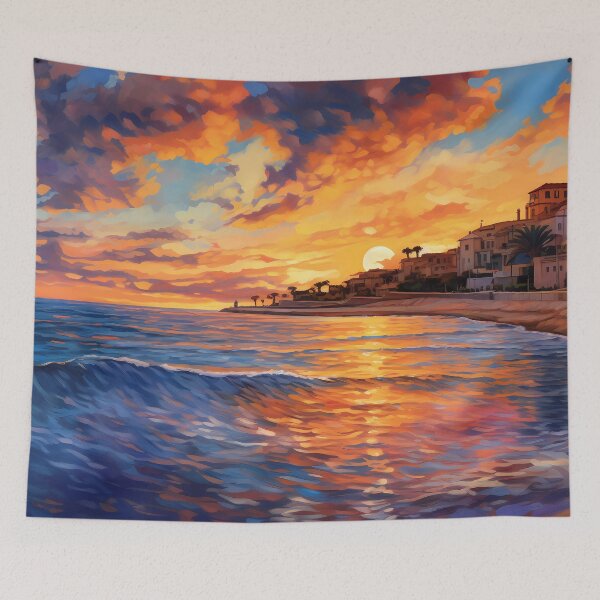 Item preview, Oil Painting of a Coastal City in the Mediterranean designed and sold by SingularityGeek.