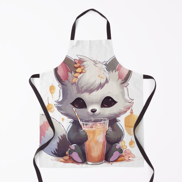 Item preview, Kawaii Cute Silver Fox Drinking Bubble Tea designed and sold by LOT7Clothing.