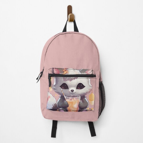 Item preview, Kawaii Cute Silver Fox Drinking Bubble Tea designed and sold by LOT7Clothing.