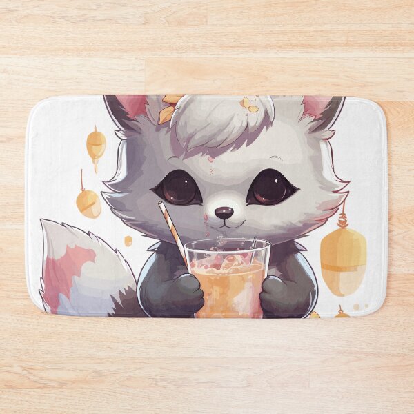 Item preview, Kawaii Cute Silver Fox Drinking Bubble Tea designed and sold by LOT7Clothing.