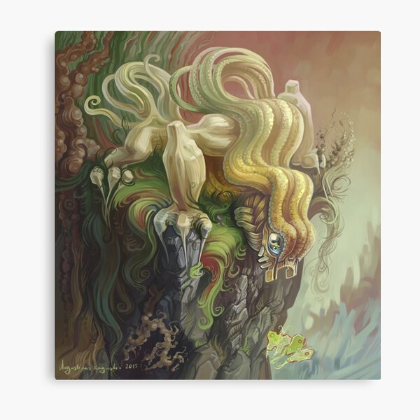 Curly Dragon Metal Print