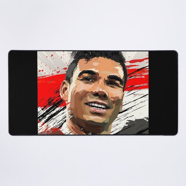 Item preview, Casemiro Man Utd Celebration Flag Abstract Illustration Portrait designed and sold by VibesAndVision.