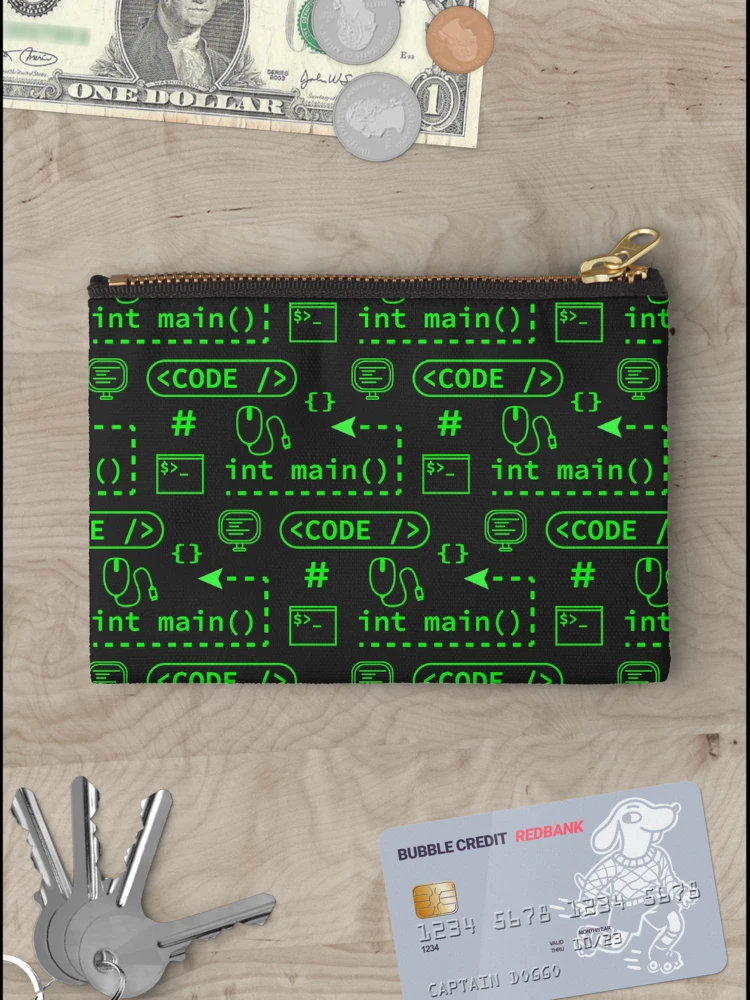 Thumbnail 3 of 4, Zipper Pouch, Code and stuff pattern designed and sold by Mitchell Smith.