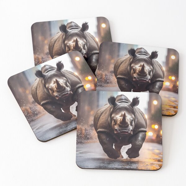 Item preview, Photo of a Rhinoceros Running in the Big Apple towards Freedom after Escaping from a Zoo designed and sold by SingularityGeek.