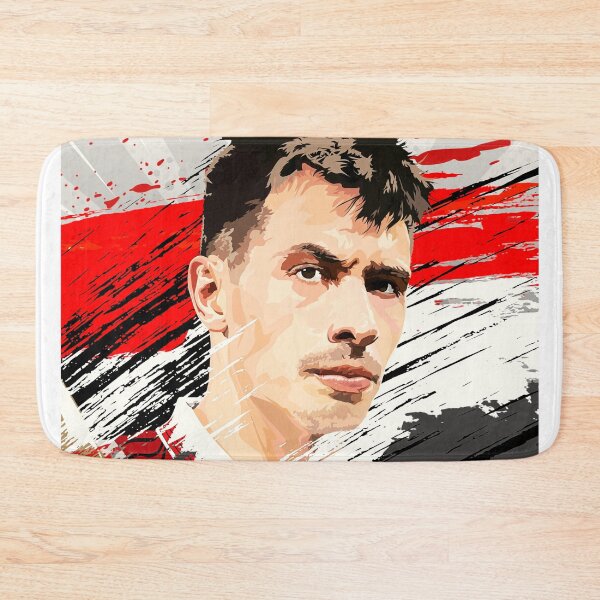 Item preview, Lisandro Martinez The Butcher Man Utd Celebration Flag Abstract Illustration Portrait designed and sold by VibesAndVision.