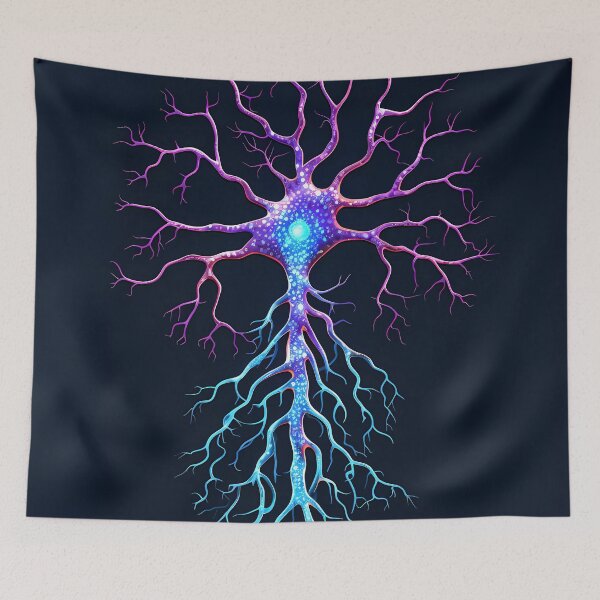 Item preview, Representation of a Neuron with Its Different Branches in Vivid Colors designed and sold by SingularityGeek.