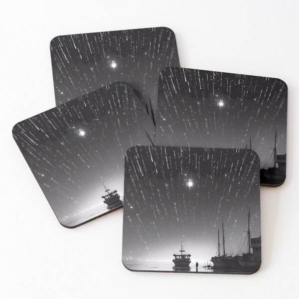 Item preview, Shower of Stars with Low Tide in a Fishing Port designed and sold by SingularityGeek.