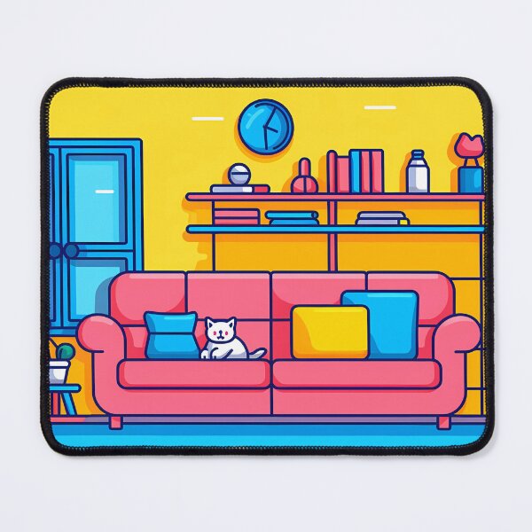 Item preview, Sofa with a White Cat Next to the Window, a Cozy Room for Vectorization Enthusiasts designed and sold by SingularityGeek.