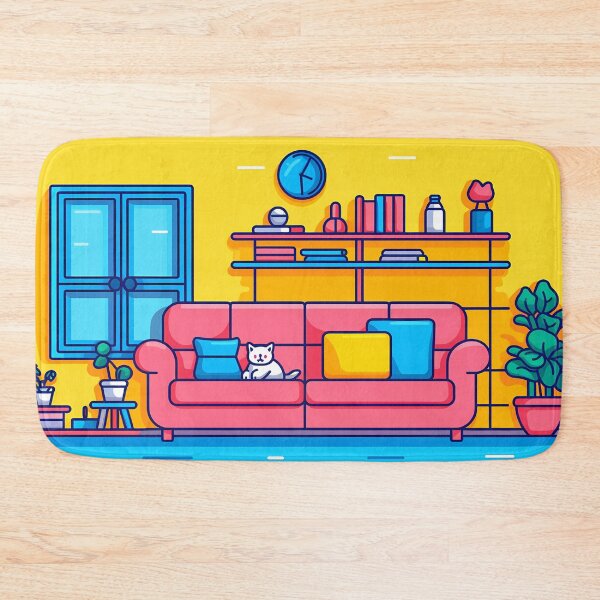 Item preview, Sofa with a White Cat Next to the Window, a Cozy Room for Vectorization Enthusiasts designed and sold by SingularityGeek.