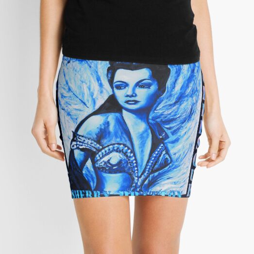 "THIS WAS BURLESQUE" - SHERRY BRITTON PORTRAIT BLUE WASH Mini Skirt