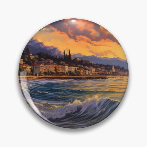 Item preview, Waves Crashing on a Coastal City in a New Dawn designed and sold by SingularityGeek.