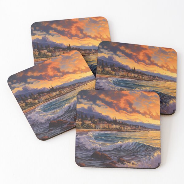Item preview, Waves Crashing on a Coastal City in a New Dawn designed and sold by SingularityGeek.