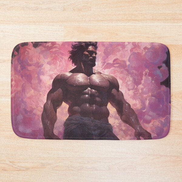Item preview, Zeus with a Beautiful Bare Torso, Flowing Mane, and a Pink Cloud Behind Him designed and sold by SingularityGeek.