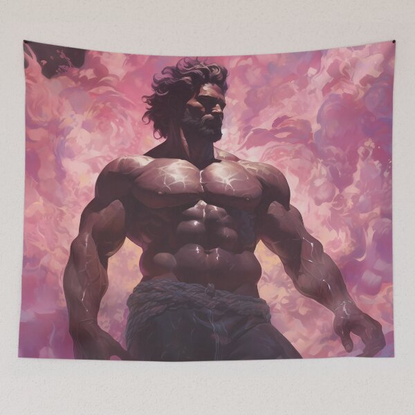 Item preview, Zeus with a Beautiful Bare Torso, Flowing Mane, and a Pink Cloud Behind Him designed and sold by SingularityGeek.