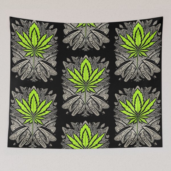 Item preview, Weed Leaf Psychedelic Trippy Marijuana Art designed and sold by EddieBalevo.