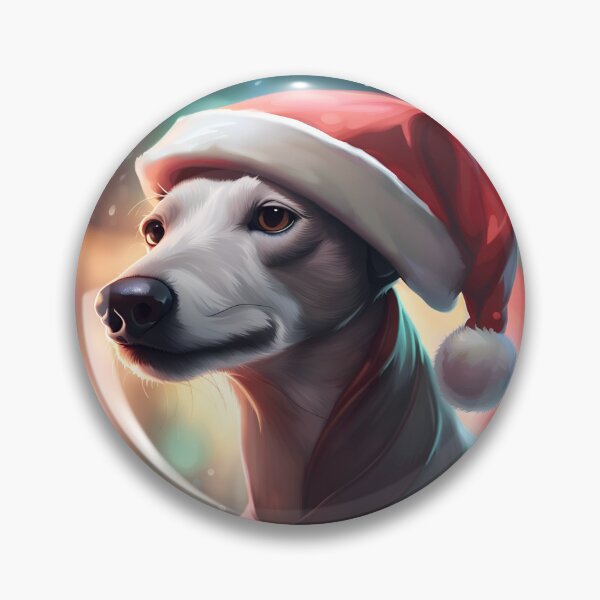 Item preview, Whippet in a Christmas Santa Hat Portrait designed and sold by Ameiva-Apparel.