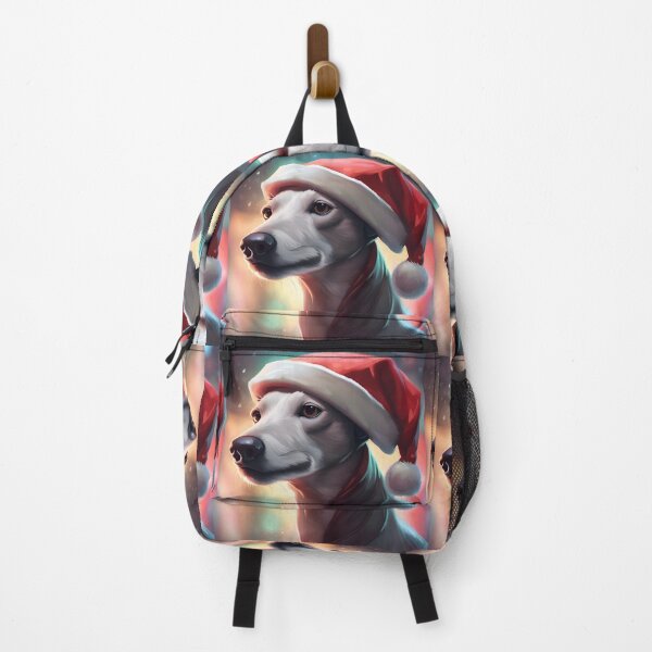 Item preview, Whippet in a Christmas Santa Hat Portrait designed and sold by Ameiva-Apparel.