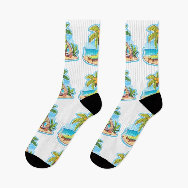 Item preview, Cute Kawaii Summer Beach Vocation with Sun Lounger and Palm Trees designed and sold by CozyKawaiiArt.