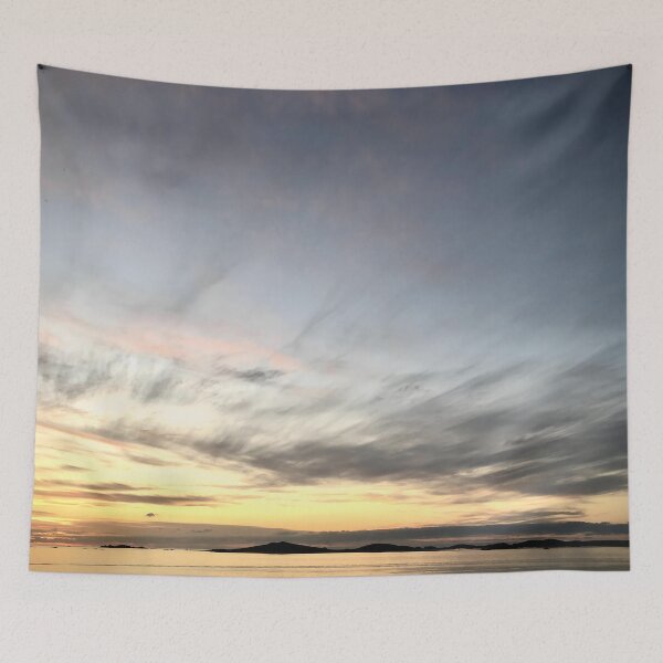 Item preview, Ocean 0.5 - sunset over the Isles of Scilly art print: a three tone pastel Cornish skyscape designed and sold by Oh Halo Berry.