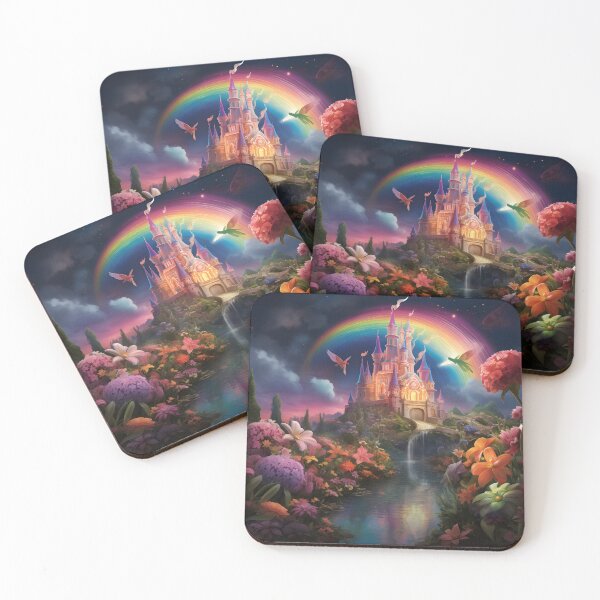 Item preview,  Flowers and Rainbows Castle pride wall art designed and sold by MystiCanvas.