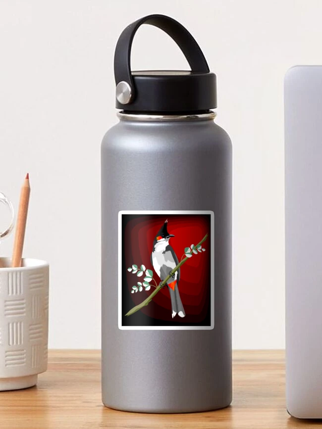 Aperçu 1 sur 3. Sticker avec l'œuvre Bulbul à Moustaches Rouges. créée et vendue par Graham Colton.