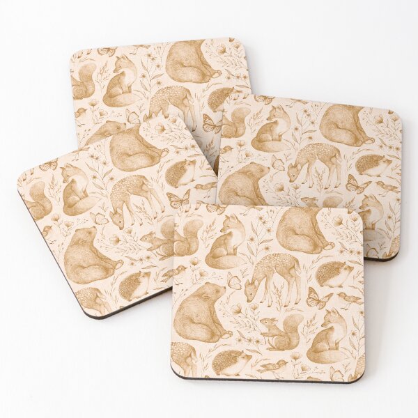 Item preview, Forest Fauna Toile - copper on pale pink  designed and sold by Perrin Le Feuvre.